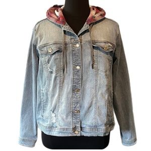MAURICES Denim Jacket with Flannel-lined Hood SIZE 2X